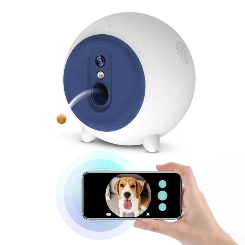 

2021 best selling pet product Automatic pet Interactive Smart Wifi APP Dog Camera Pet Food Treat Feeder Dispenser