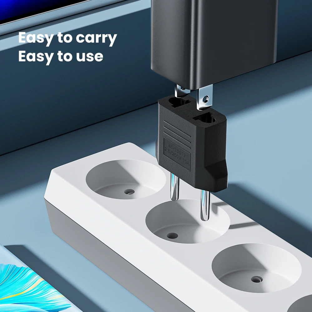 Portable Universal US to EU Plug Adapter for Fast Charging and Power Connectivity