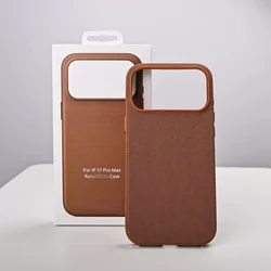 Premium Woven Magnetic Case with Wireless Charging and Anti - Drop Protection for iPhone 15 (Brown With Box)