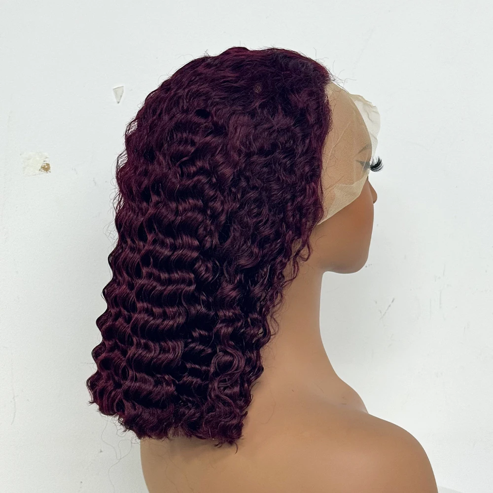 14" 250% Density SDD Double Drawn Water Curly Wave 13x4 Transparent Lace Frontal 100% Human Hair Full Lace Wigs For Black Women