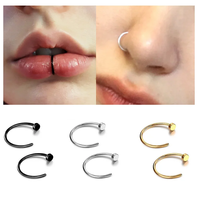 

Fake Nose Ring Sexy C Lip Ring Stainless Steel Piercing Nostril Hoop Piercing Stud Accessories Body Piercing Jewelry For Womem