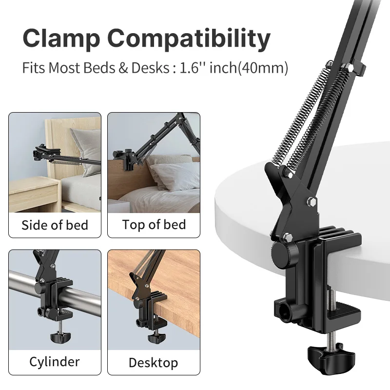 Metal Tablet Stand 360 ° Braço Longo Tablet Smartphone Cama Área de Trabalho Suporte Preguiçoso Suporte Microfone Braço Boom 4.612.9 Ulanzi-t2 - Image 2