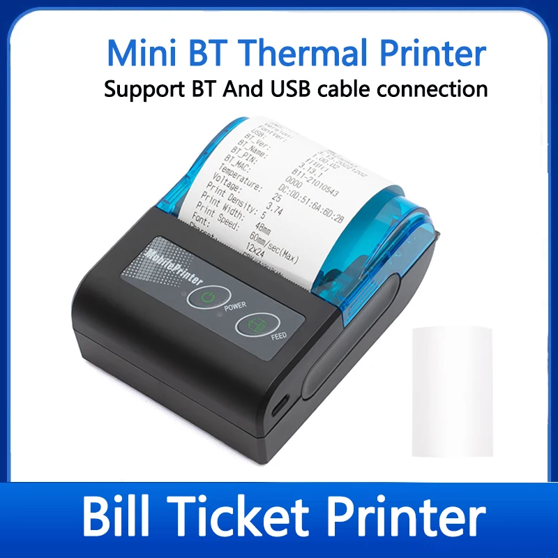 58mm Mini Portable Thermal Receipt Printer Mobile Wireless Bluetooth Ticket Bill Printer For Android IOS Windows Receipt Printer 1
