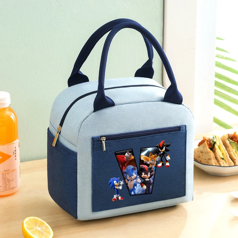 thumbnail image 1 of Bolsas de almuerzo portátiles Sonics con letras impresas de anime para el congelador, para acampar, picnic, bolsa de aislamiento de película de aluminio, bolsa de almacenamiento para niños, bolsos de, 1 of 5