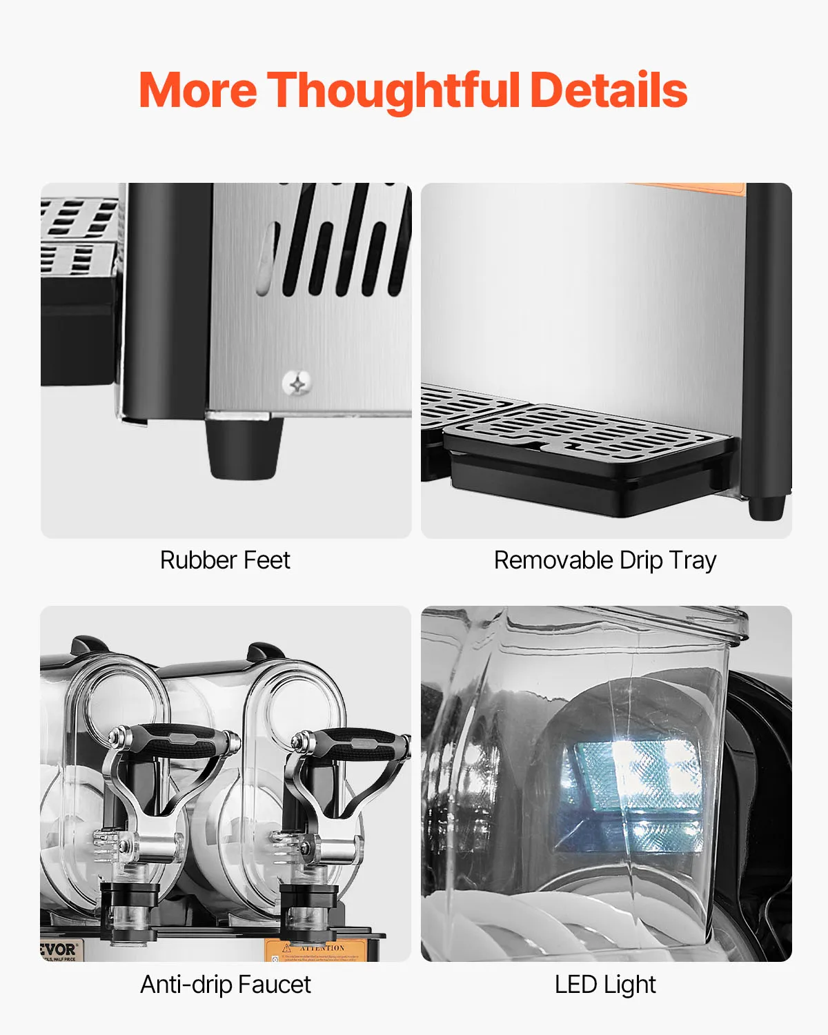 VEVOR Commercial Slushy Machine, 3Lx2 Double Tank Frozen Drink Machine, Stainless Steel Margarita Smoothie Frozen Drink Maker 6