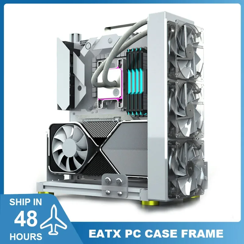 Mod-caixa para pc Desktop com Estrutura Aberta Gabinete para pc Refrigeração a Água Jogos de Computador Case Gamer Rack Vertical Faça Você Mesmo Preto Prata Branco