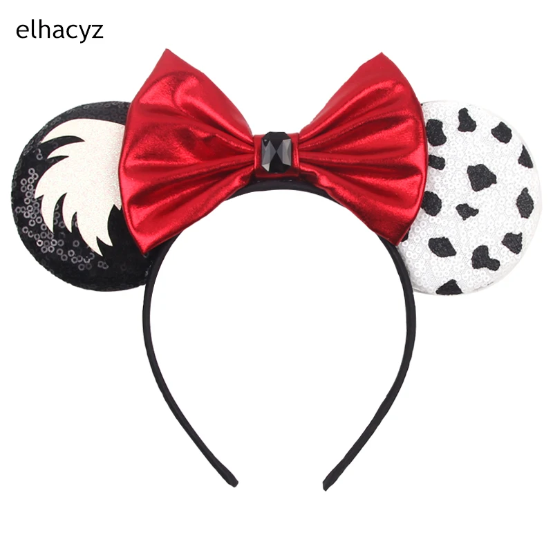 1PC Chic Glitter Bow Mouse Ears Headband Women Fashion Bunny Ears Sequin Bow Hair Band Girls Hair Accessories 2024 New Headbands