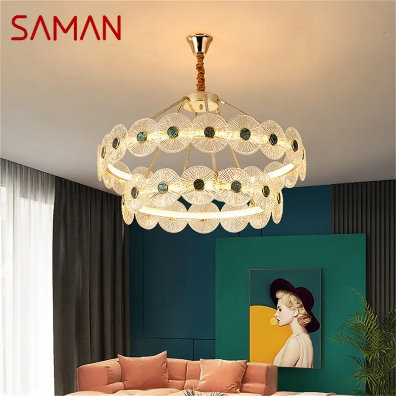 

SAMAN Postmodern Chandelier Lamps LED Fixtures Pendant Lighting Home LED for Living Room Decoration