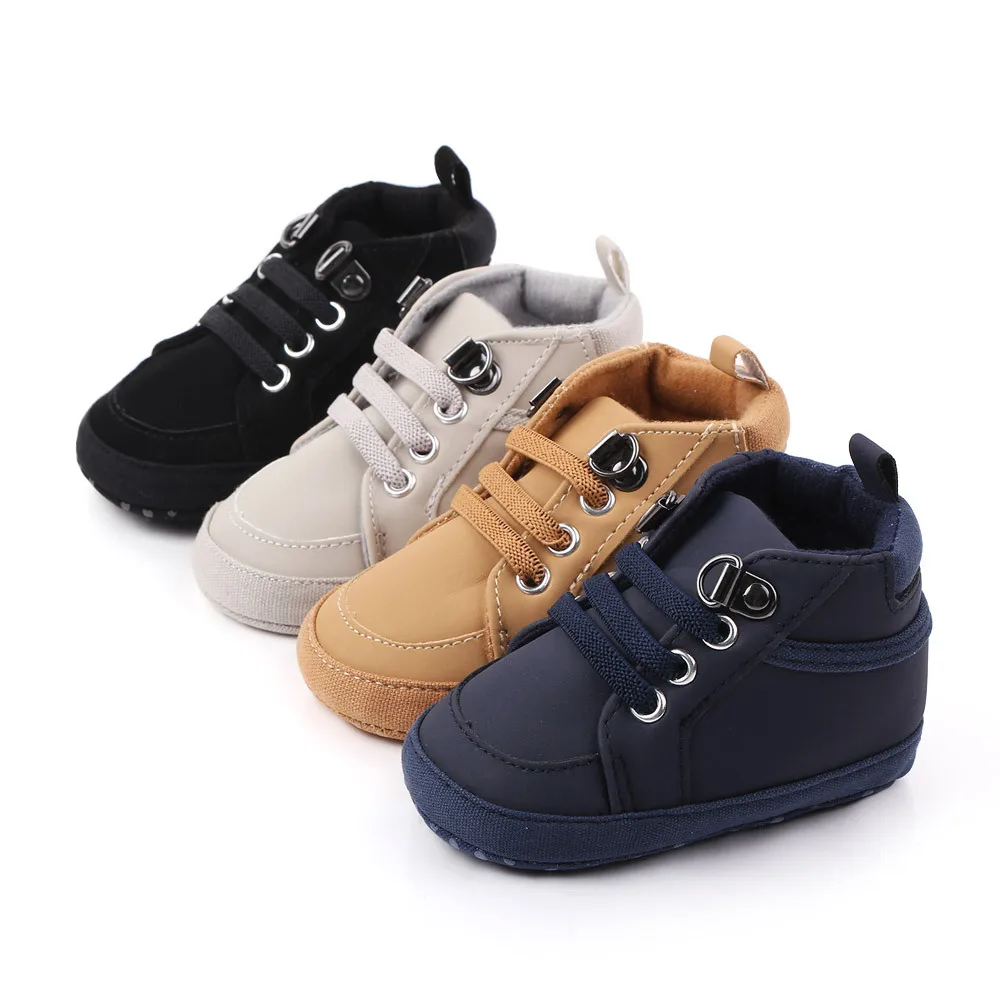 Newborn Baby Boy Shoes Infant Soft Sole Crib Boots Anti-slip Sneakers Solid Leather First Step for 1 Year Old 0-18 Months Gifts 1