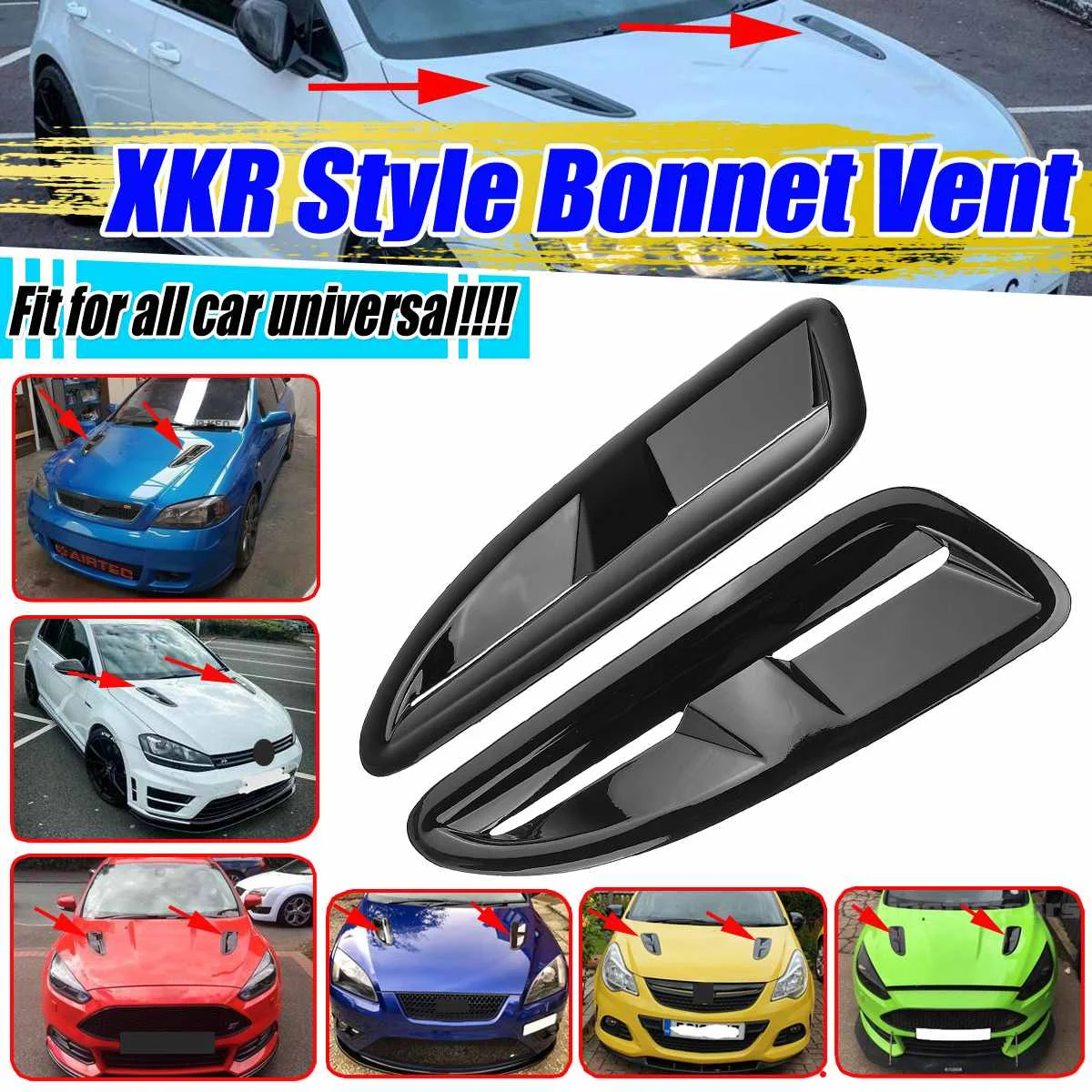 

Black Universal Car Front Hood Vent Louver Scoop Cover Air Outlet For Ford For Mustang For Focus RS ST For Fiesta For Mondeo