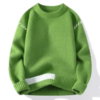 New Fashion Youthful Vitality Mens Turtleneck Sweater Autumn Winter Loose Casual Knitted Pullovers Men Warm Patchwork Knitwear 1