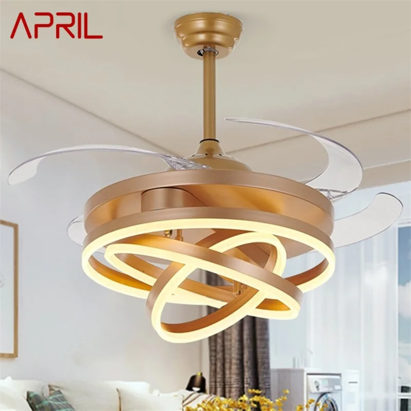 

APRIL Ceiling Fan Light Without Blade Lamp Remote Control Modern Creative Gold For Home Living Room 120V 240V