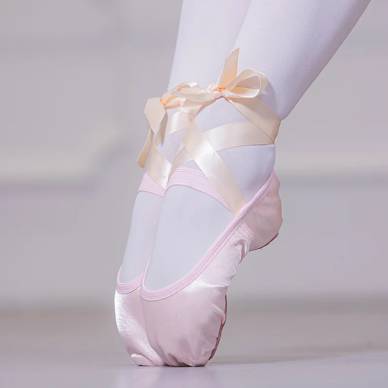 Satijn Ballet Met Lint Bandjes Ronde Neus Indoor Yoga Volwassen Meisjes  Zachte Split Zool Dans Ballerina Schoenen - AliExpress sport \u0026 Entertainment