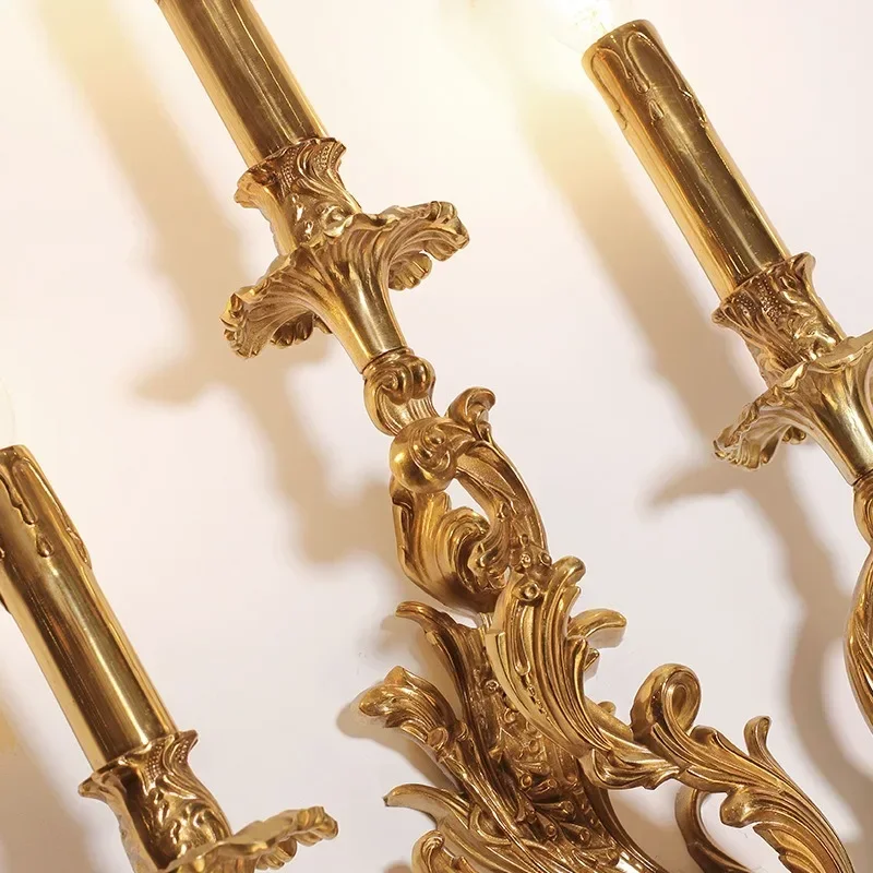 European Copper Wall Lamp Corridor American Retro Villa French Living Room Dining Room Bedroom Bedside Lamps led wall lamp wall sconces light wall lamp