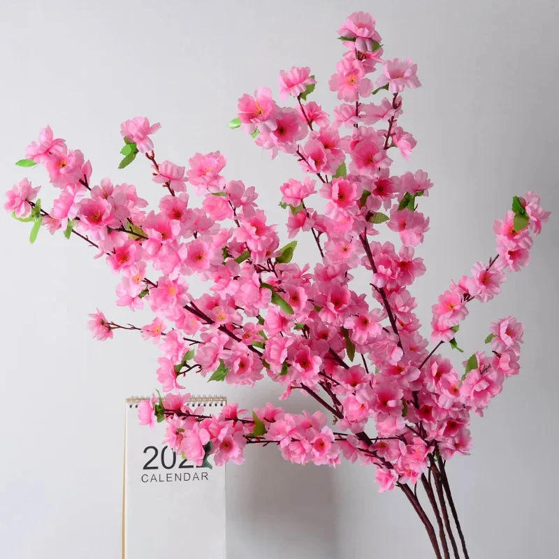1PC Artificial Peach Blossom Branch Spring Plum Cherry Blossom Silk Flower Tree Decoration Home Wedding DIY Decoration
