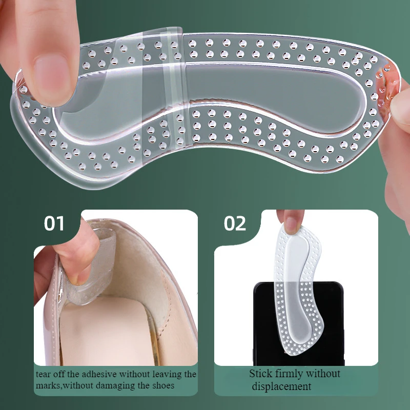 1Pair GEL Heel Protectors Women Silicone Cushion Foot Care Products Non Slip Shoe Pads High Heels Adjustable Insoles