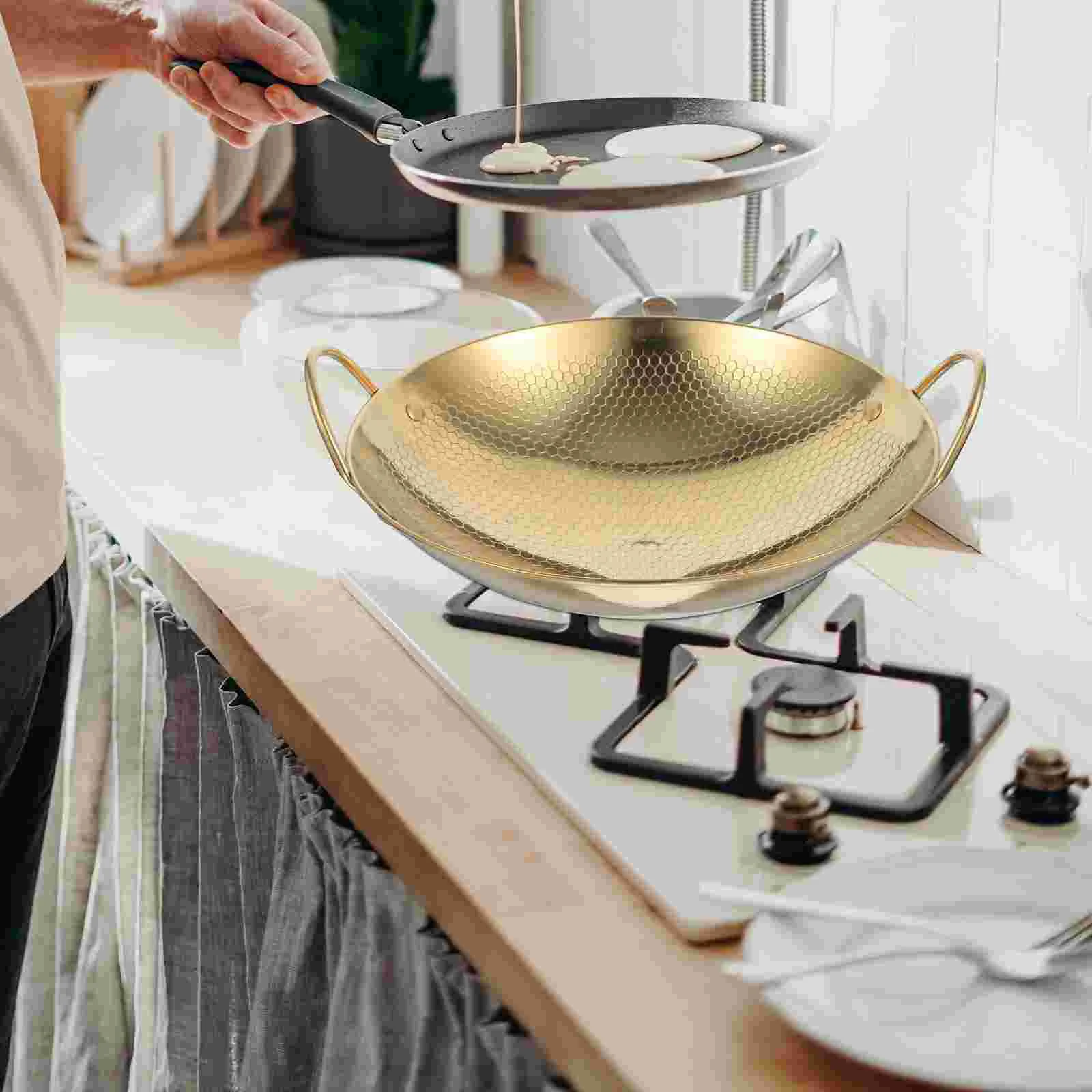 Stainless Steel Pot Wok Household Wok Kitchen Pot with Double Handles