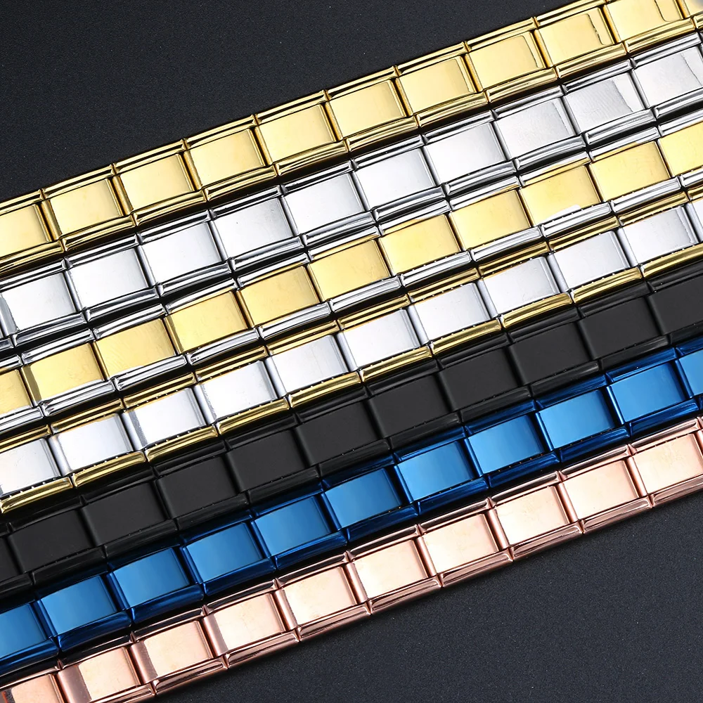 9mm Width Italian Charm Bracelet Fashion Stainless Steel Bangle Elastic Link Chain High Quality Factory DIY