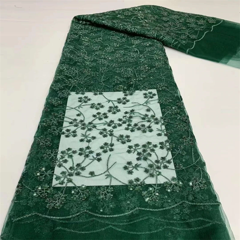 

SJ Lace 2022 African Mesh Lace Fabric Embroiderey Sequins French Tulle Laces Fabric For Nigerian Wedding Party Dress r13-76