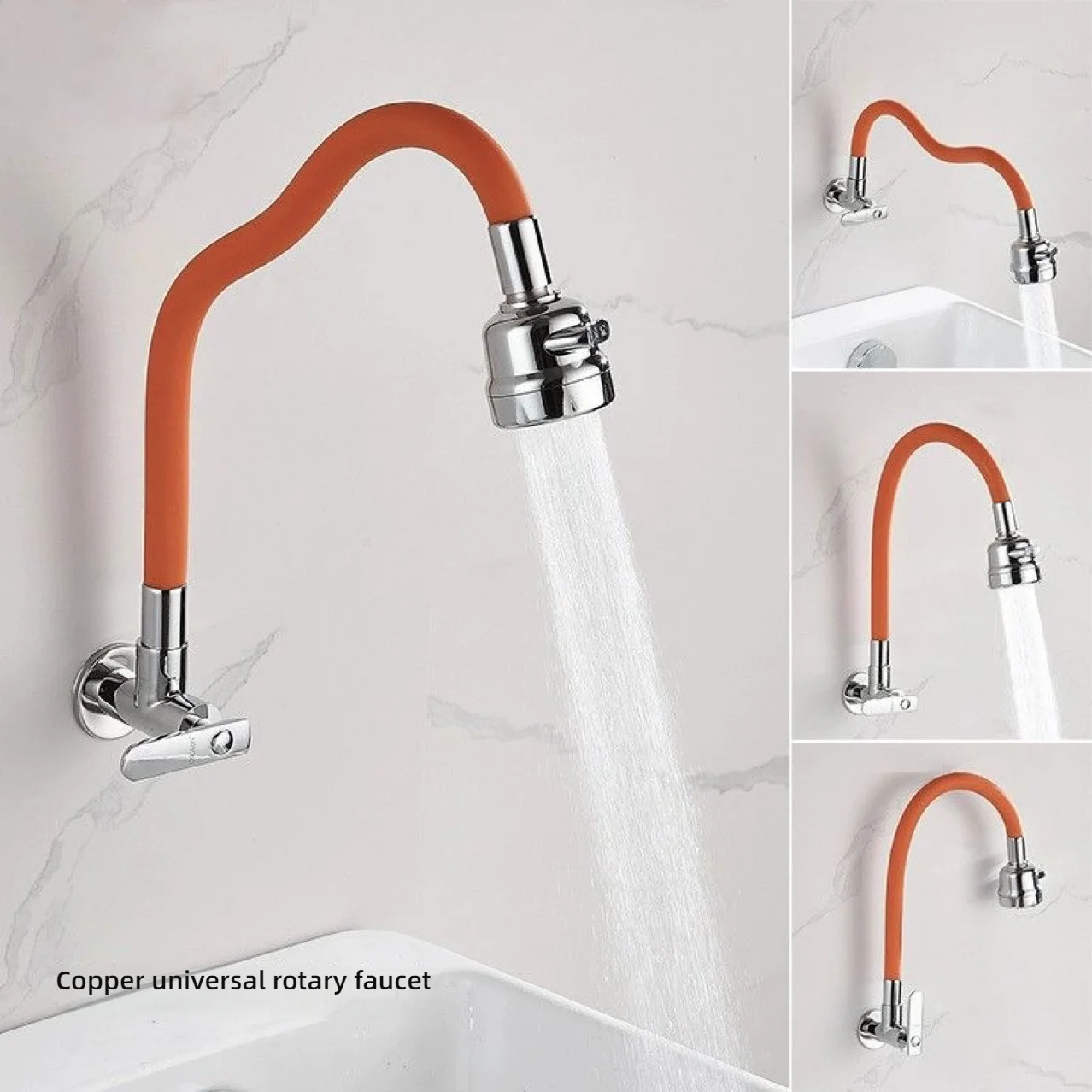 New Kitchen Bathroom Wall Mounted Faucet Single Cold Rotatable Extension Water Hose Antifreeze and Crack Prevention Tap