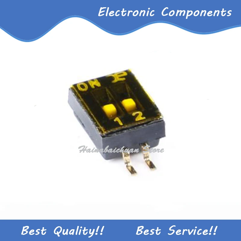 

10 Pcs/Lot DSHP02TSGET 1.27mm Spacing 2-Bit Patch Dial Switch SMD New and Original In Stock