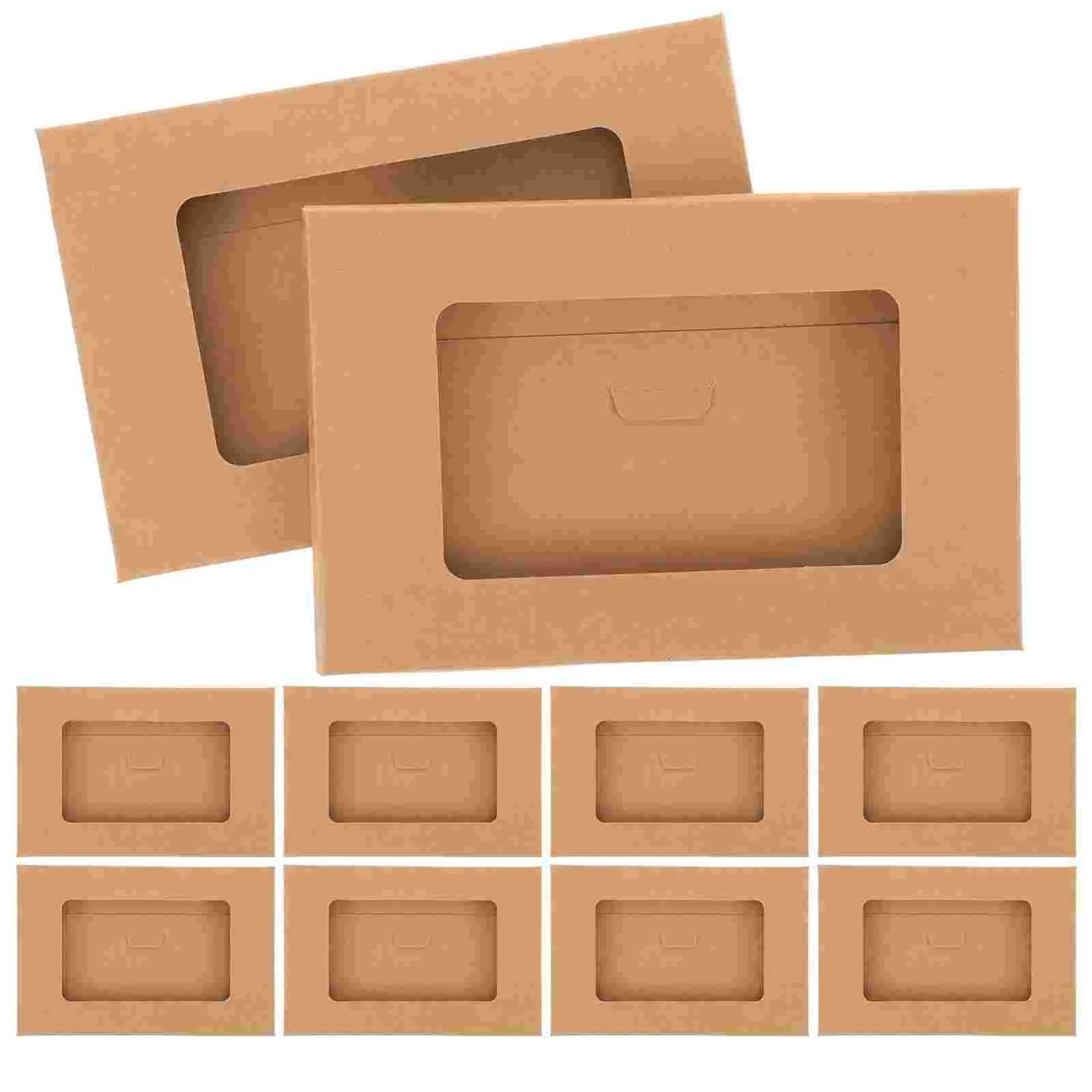 

10 Pcs Window Envelope Box Paper Postcard Case Container Packing Bags Wrapping Boxes Kraft Storage