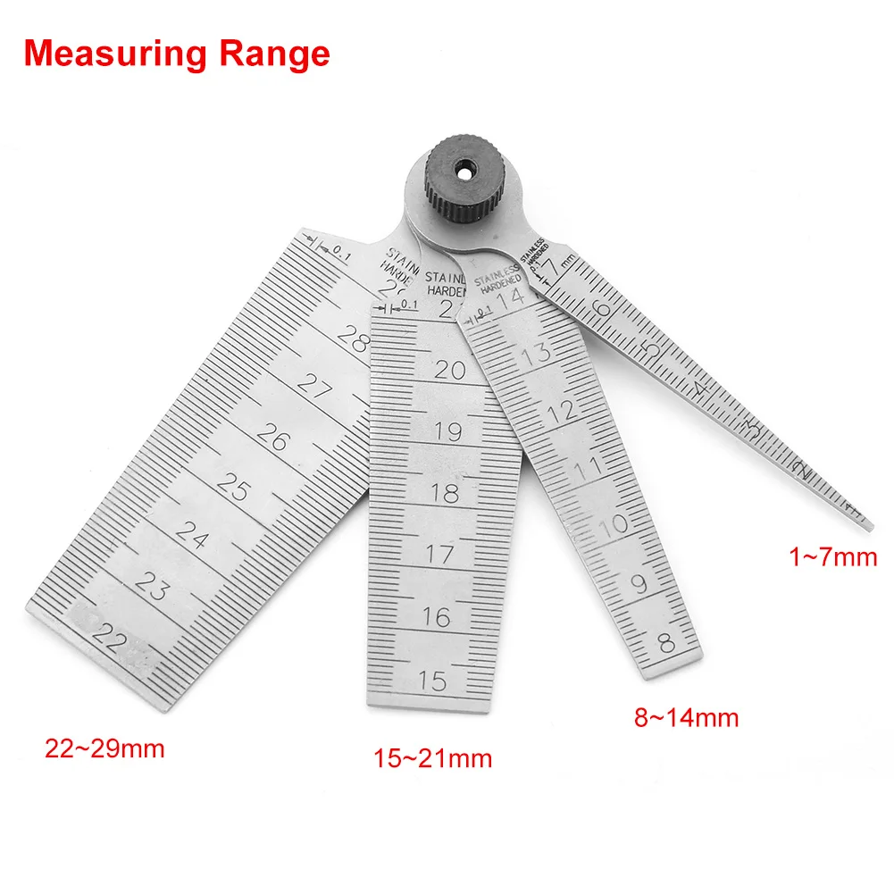 Feeler Gauge Feeler Measuring Tool Hole Size Gage 1 Set Stainless Steel Welding Taper Feeler Gauge Rulers Hole Inspection Tool Taper Gauge