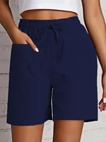 Women's High Waist 4 Inch Shorts Summer - Loose Fit Casual Shorts with Pockets, Solid Color Bermuda Shorts for Outfits - Image 5