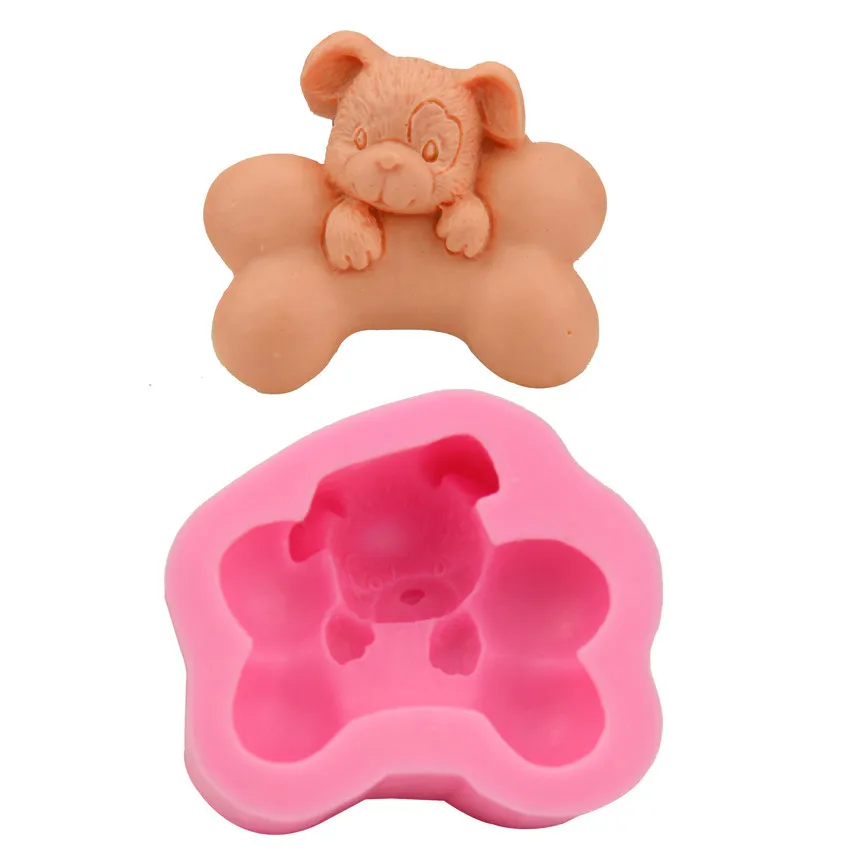 цена Dog Bone Shape Silicone Mold Food Grade Chocolate Cake Decoration Kitchen Cookie Tools Fondant Soap Candle Clay Gumpaste Mold