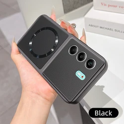 Luxury Leather Matte Magnetic Soft TPU Phone Case for Tecno Camon 50 Pro 4G (Black)