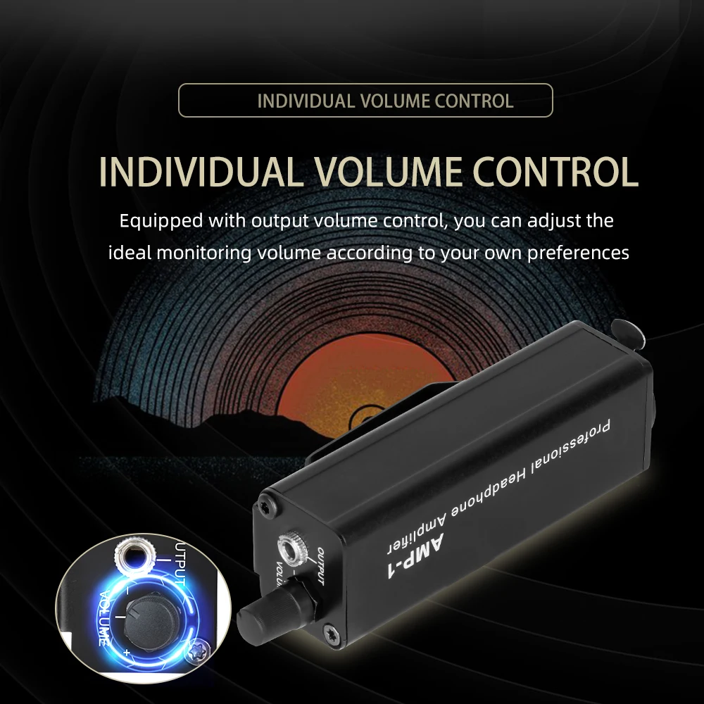 AMP-1 Professional Headphone Amplifier Converter XLR To 3.5MM Audio Interface Portable Headphone Amplifier Converter Clip Mount
