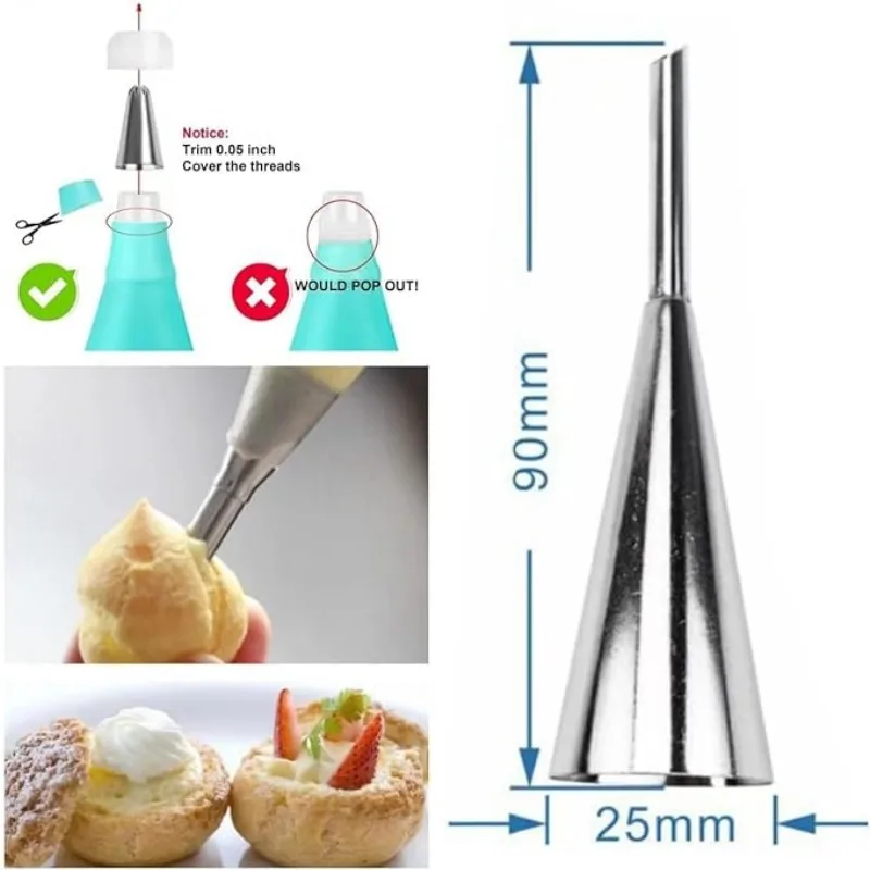 Cannoli Tubes Baking Molds 16 Pack Stainless Steel Cannoli Tubes With Piping Bags Long Piping Tips For Cream Horns Shell