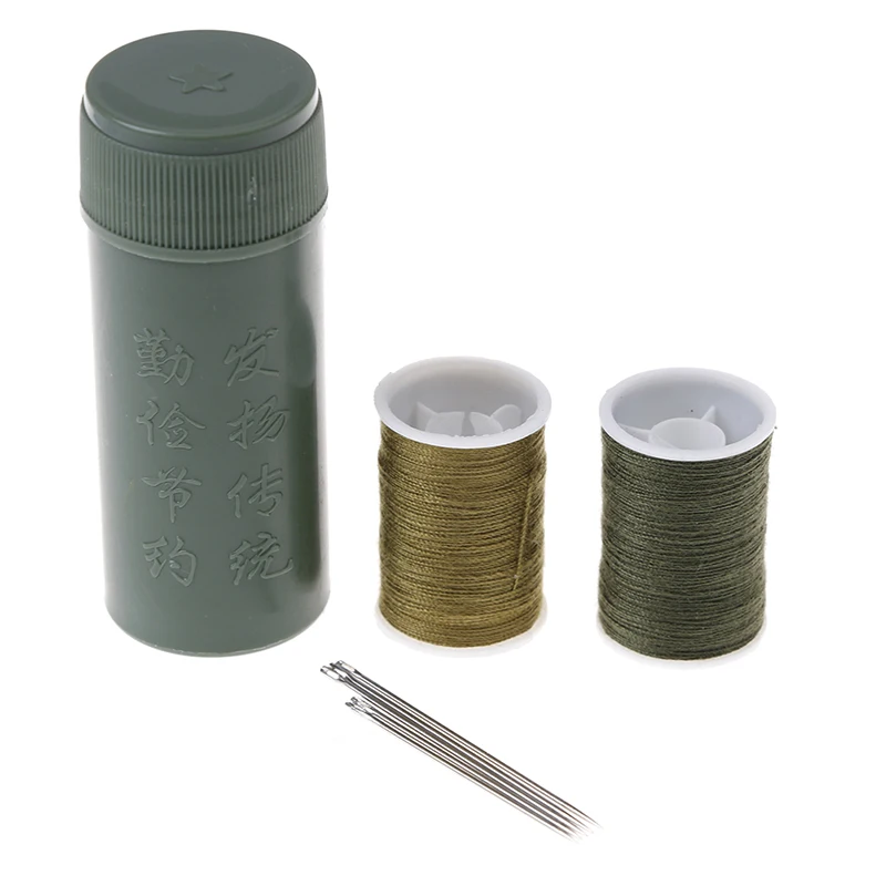 1Set Cylinder Case Travel With Threads Needles Craft Sewing Box Set Army Green Portable Mini Sewing Kit