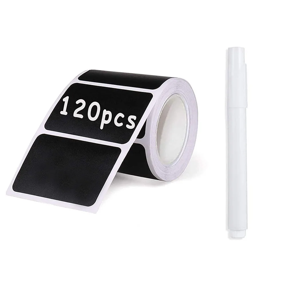 

120Pcs/Roll Erasable Blackboard Sticker Storage Stickers for Kitchen Jars Box Waterproof Chalkboard Labels Sticker 5.5x3.5cm