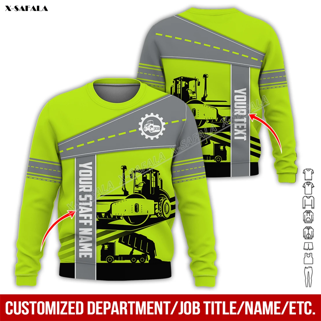 

Custom Logo Truck Asphalter 3D Printed Sweatshirt Adult Cosplay Safety Men Pullover Jersey Shirt Non-Workwear Uniform Jumper