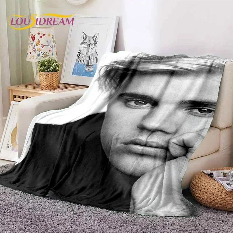 3D Justin Bieber Idol Singer Soft Blankets,Keep Warm Throw Blanket Comfortable Blanket for Picnic Beds Sofa Home Bedroom Gifts 6