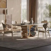 Table à manger ovale en marbre naturel sur mesure, toutes tailles, structure solide de qualité supérieure, mobilier de salle à manger de luxe haut de gamme 3