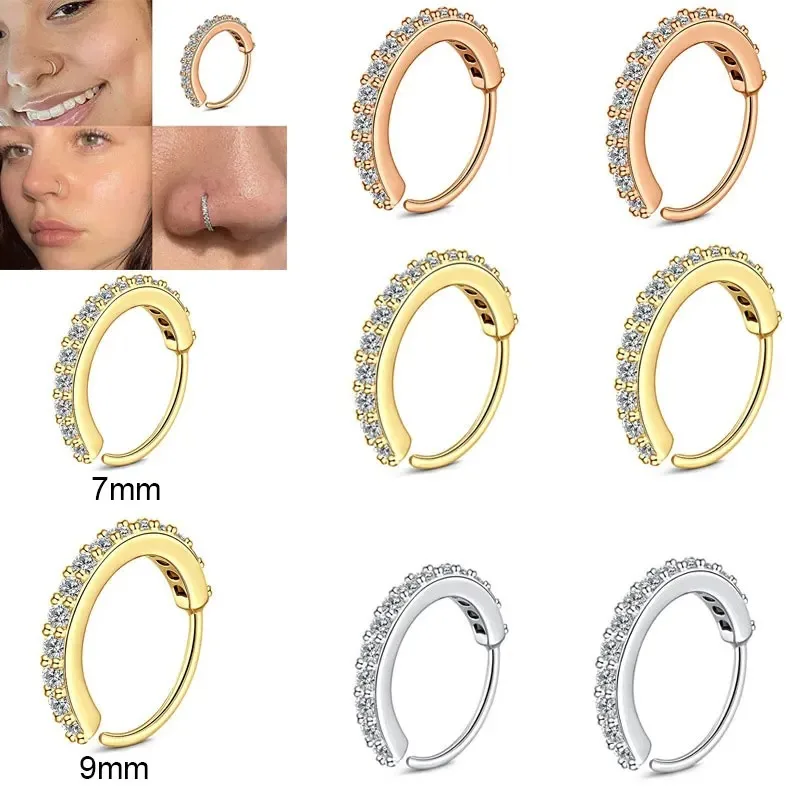 Nose Rings 1pc 20G Zercon Septum Hoops for Women Small Piercing Nose Ring Cartilage Tragus Helix Earring Piercing Jewelry
