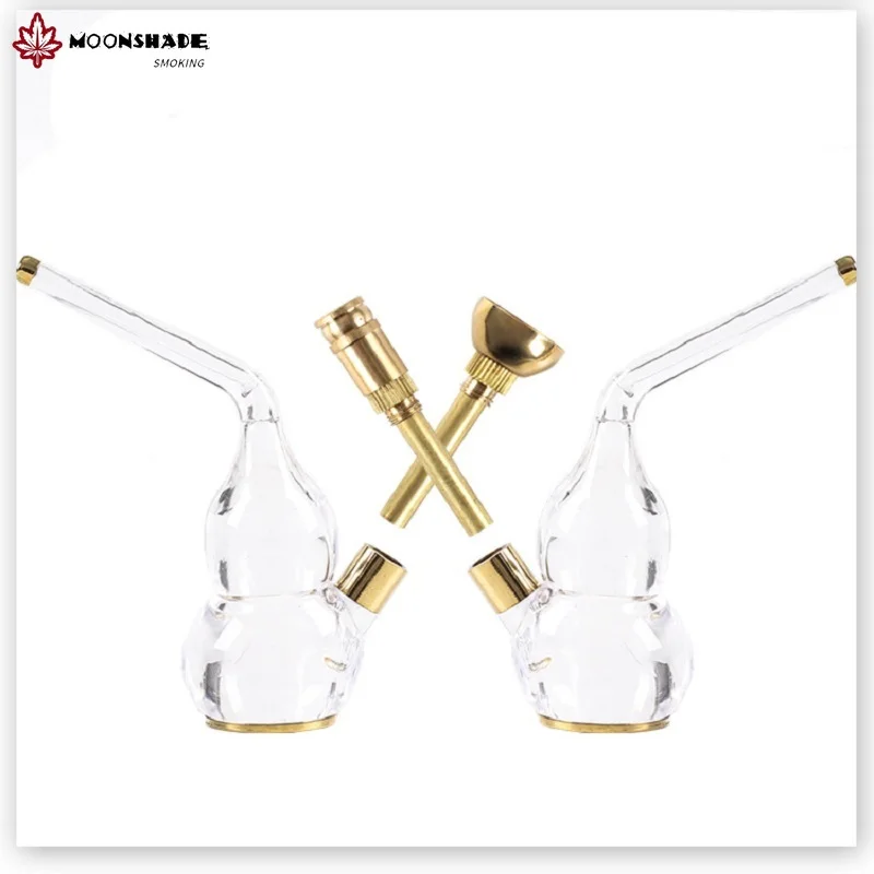 MOONSHADE Mini Dual Brass Tobacco Pipe Filter Tubedual Purpose Filtration Hookah Shisha Water Pipe for Smoking Accessoriey