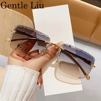 Mode carré sans monture Punk lunettes de soleil hommes 2025 marque de luxe bord coupé sans cadre lunettes de soleil pour homme léopard tête lunettes nuances 5