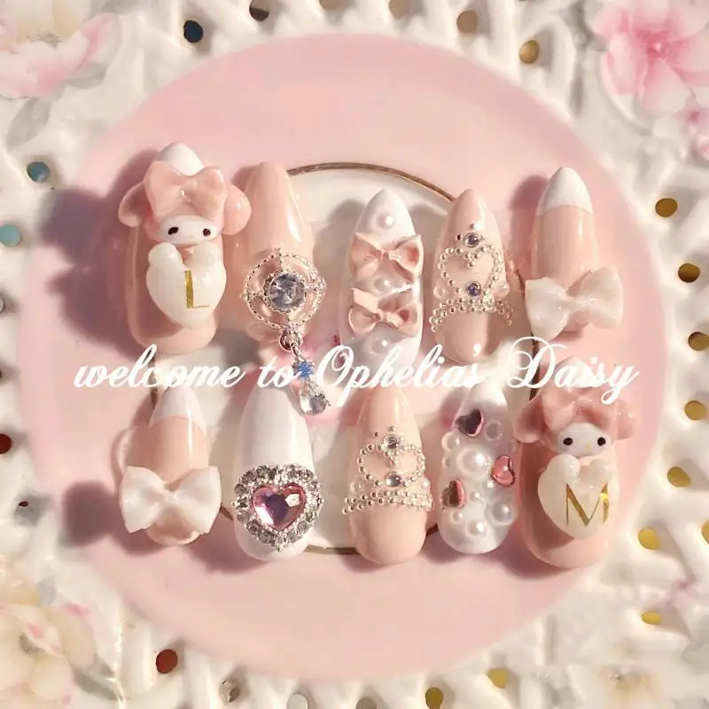 

Diy 3D Sanrioed My Melody Cartoon Sweet Love Girl Handmade three-dimensional Anime Peripherals Detachable Nail Patch Wearable