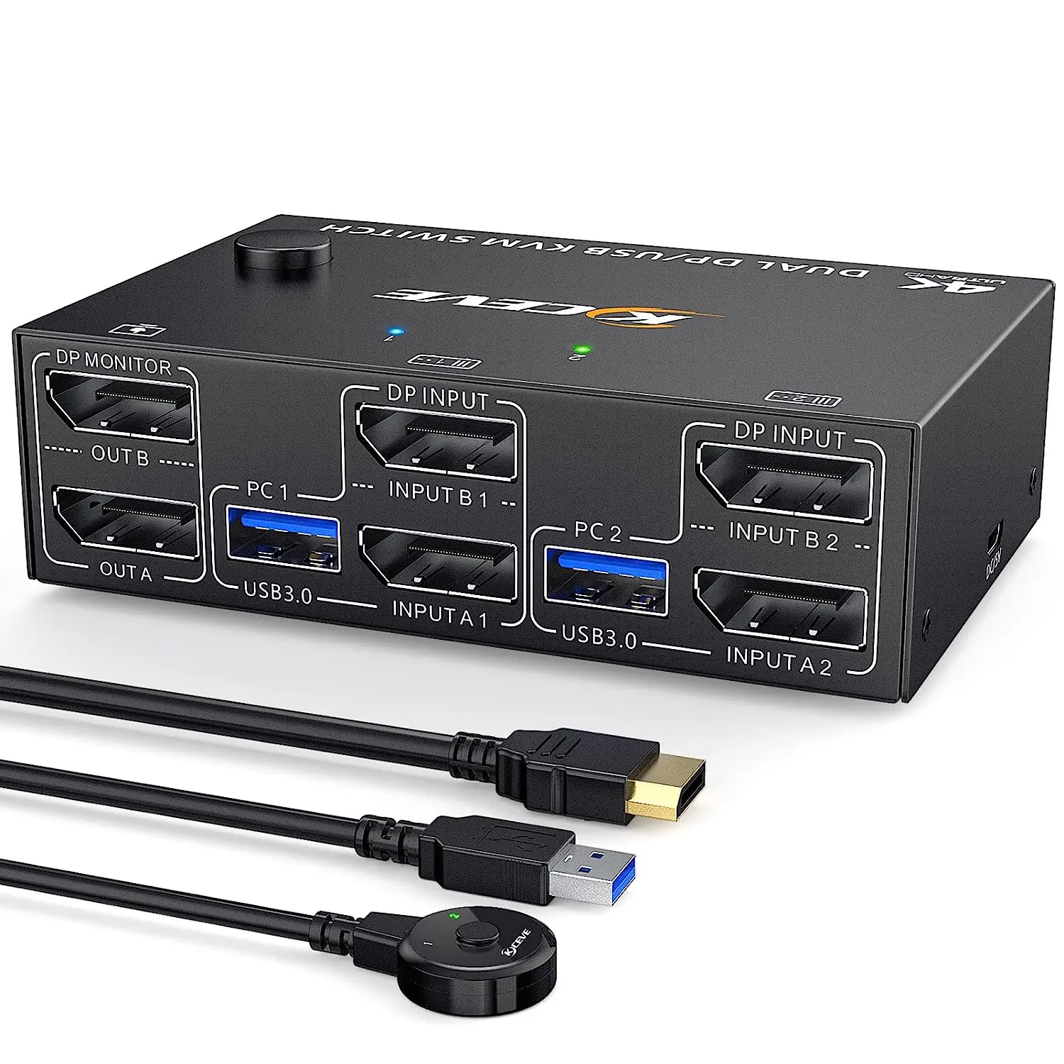 Switch Kvm Dual Monitor Displayport 1.4 8K @ 30Hz 4 K @ 144Hz 2 In 2 Out, Switch Kvm Dp1.4 E 4 Usb3.0 Per 2 Computer Compatibili