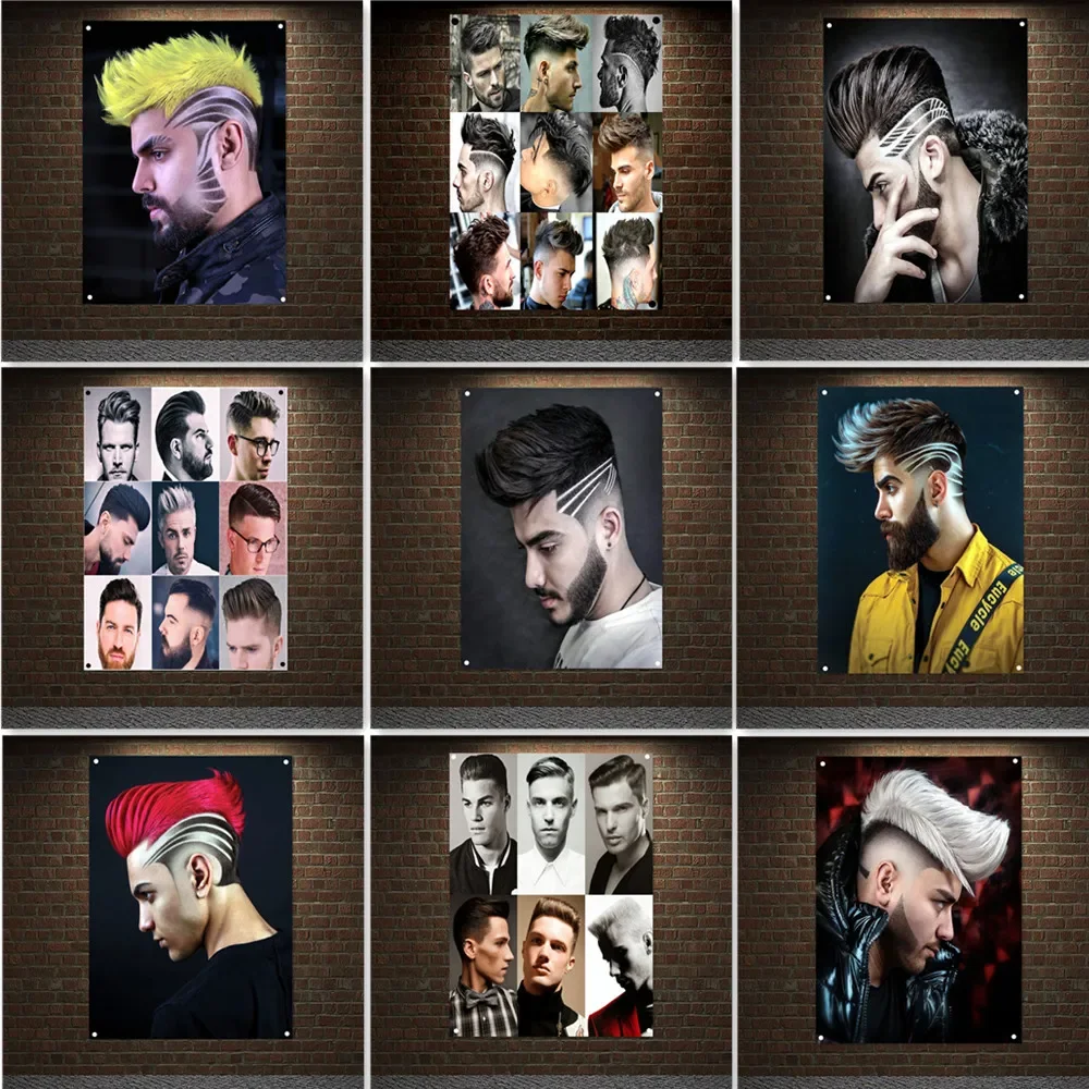 

Very Hipster Tattoos Hairstyles Poster Vintage Barber Shop Wall Decor Painting Wall Hanging Flag Tapestry Hairdresser Banner