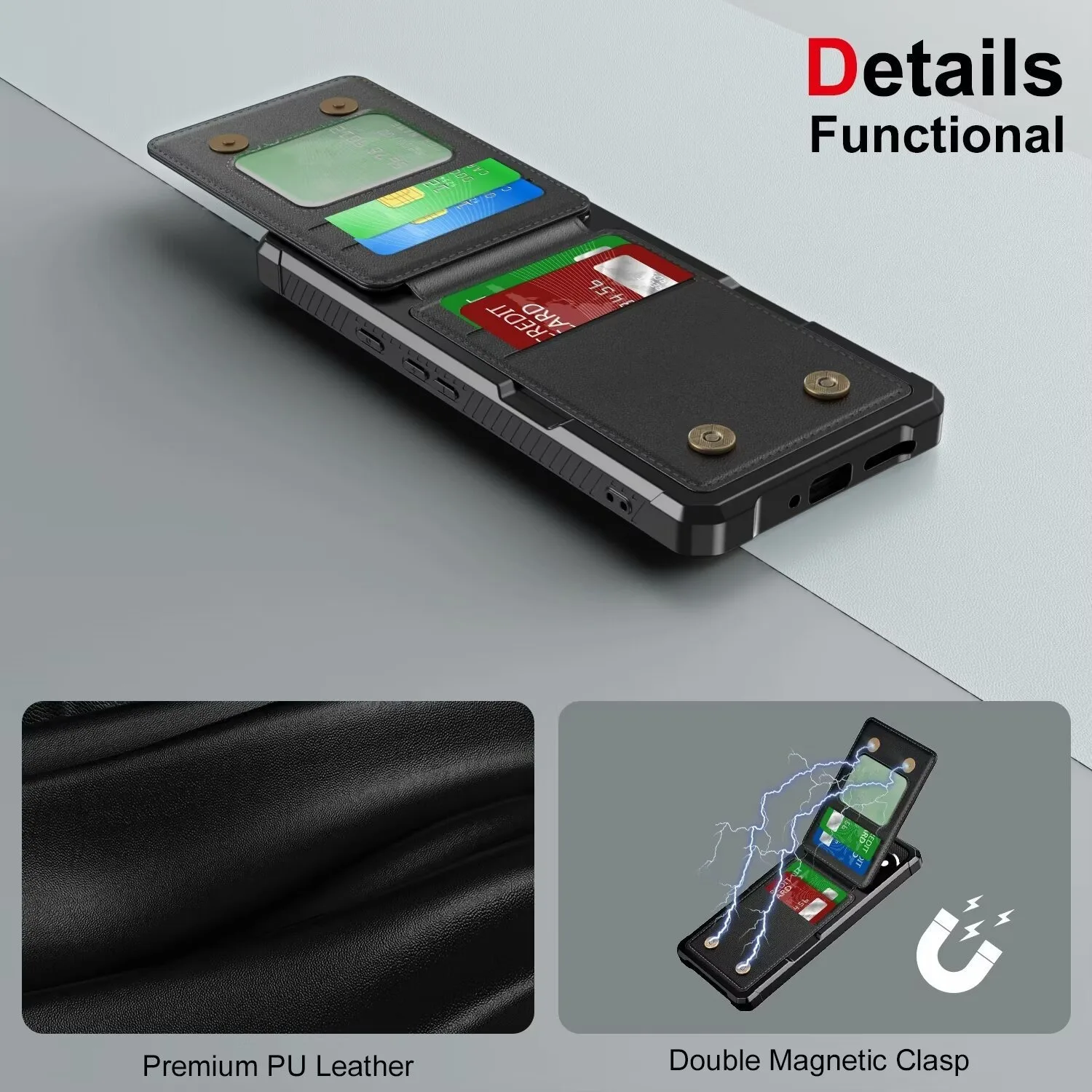 Leather Flip Wallet Phone Case with Card Holder Slot
