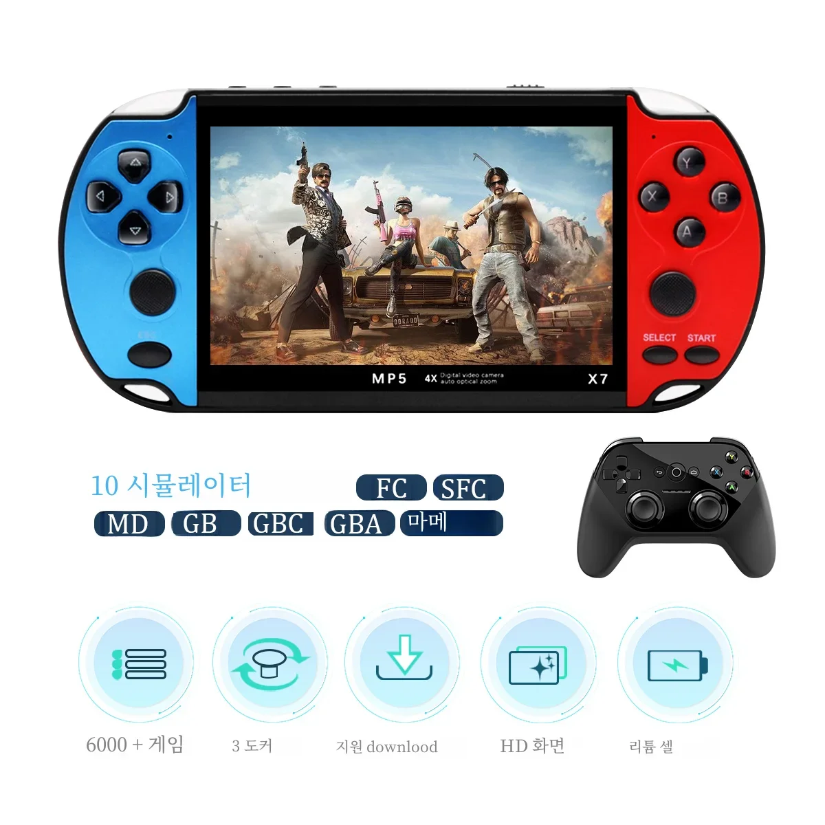 GAMINJA X7 ޴  ܼ, IPS ũ   ÷̾, HD  ܼ, GBA GBC NES GBC 10000  , 4.3 ġ