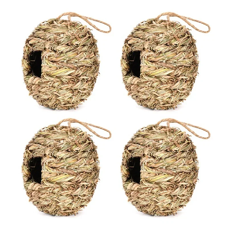 Esterno, Giardino Di Uccelli A Sfera, Patio 4 Nest Natural House Hanging Shape, Erba A Mano, Tessuto Perfetto, Realizzato Per Confezione Calda Di