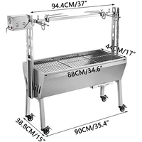 40KG/88 LBS Electric Roaster Grill 2 in 1 Rotisserie Grill W Lockable Wheels for Roasting Sheep Turkey Beef Fish BBQ Grill 2