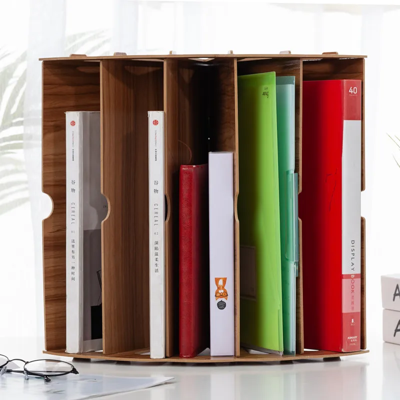 Wooden Fan Multi-layer Standing Test Paper Tray Vertical Organizer File Rack A4 Data Storage Office Stationery Binder Folder file organizer