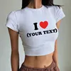Diy Your Text Couple Design Print Pattern Customize Summer Short Sleeve O Neck Cropped Navel Women Crop Tops Fashion T-Shirt 3