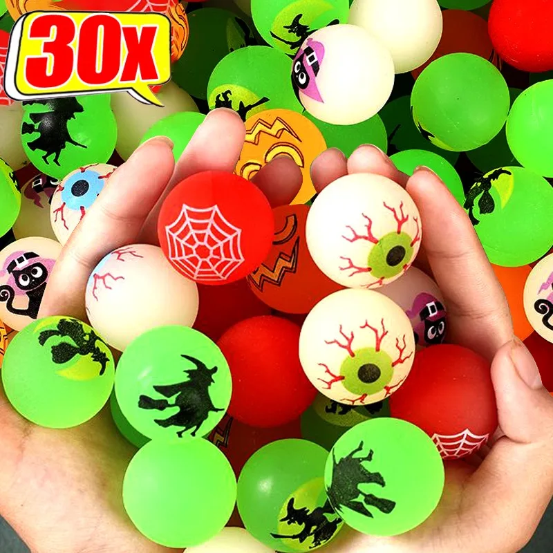 30/5Pcs Funny Bouncy Eyeballs Glow in The Dark Scary Green Eye Balls Halloween Haunted House Thematic Decorations Party Supplies